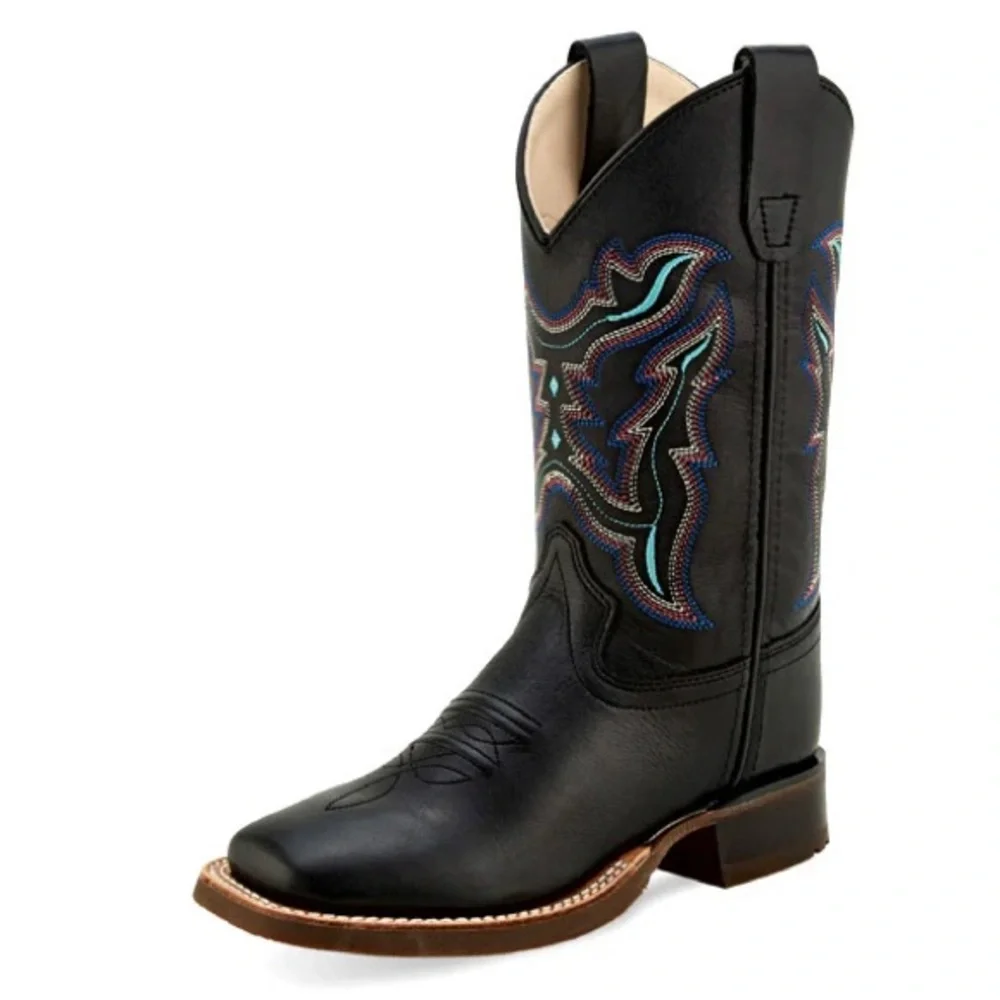 Shyanne Black Leather Cowboy Boots girls 3